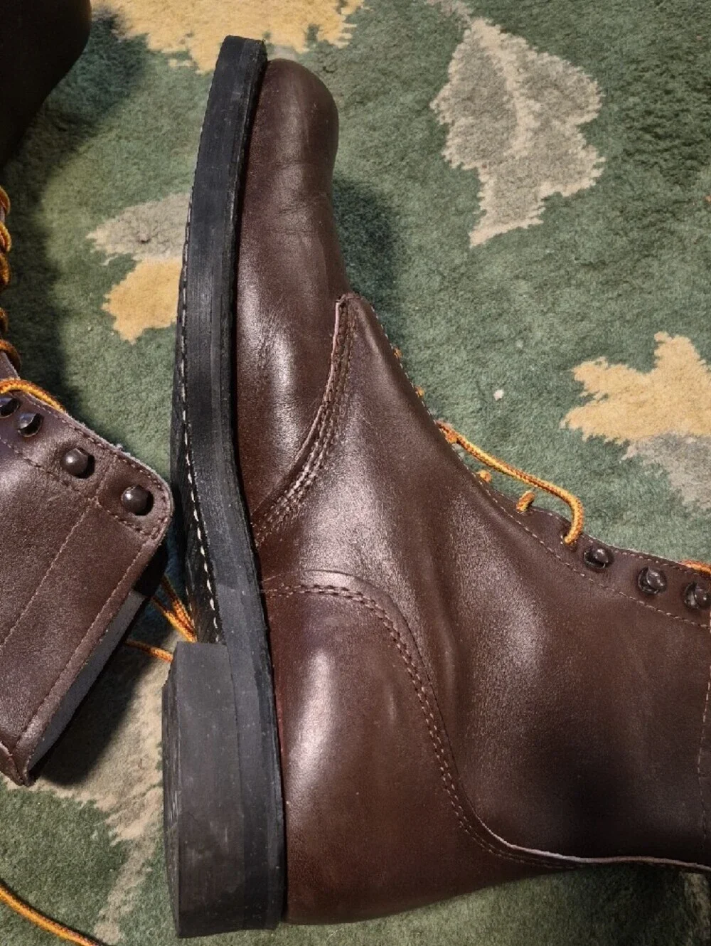 Supreme Brown Leather Work Boots with Tan Laces